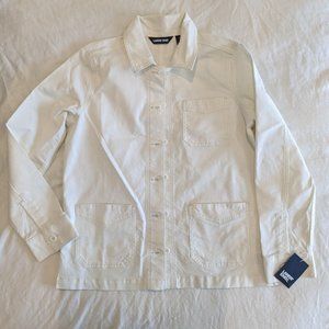 Lands' End Light Utility Canvas Chore Jacket Ecru / Off-White Size Small NWT
